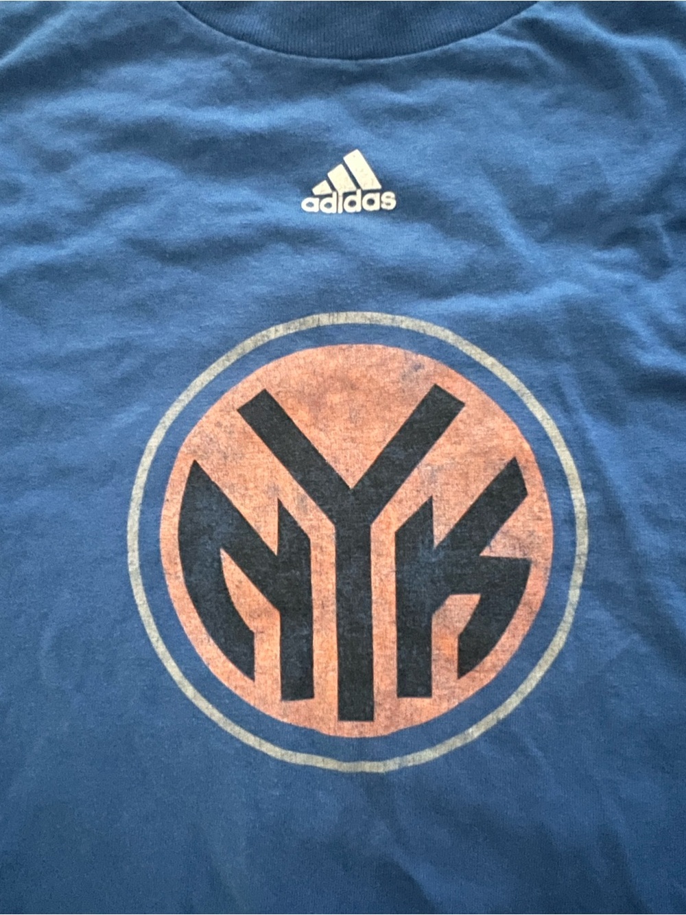 adidas Blue T-Shirt with Orange and Black NYK-Style Logo